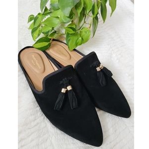 *NEW* Hush Puppies Sadie Tassel Mule in Black Suede